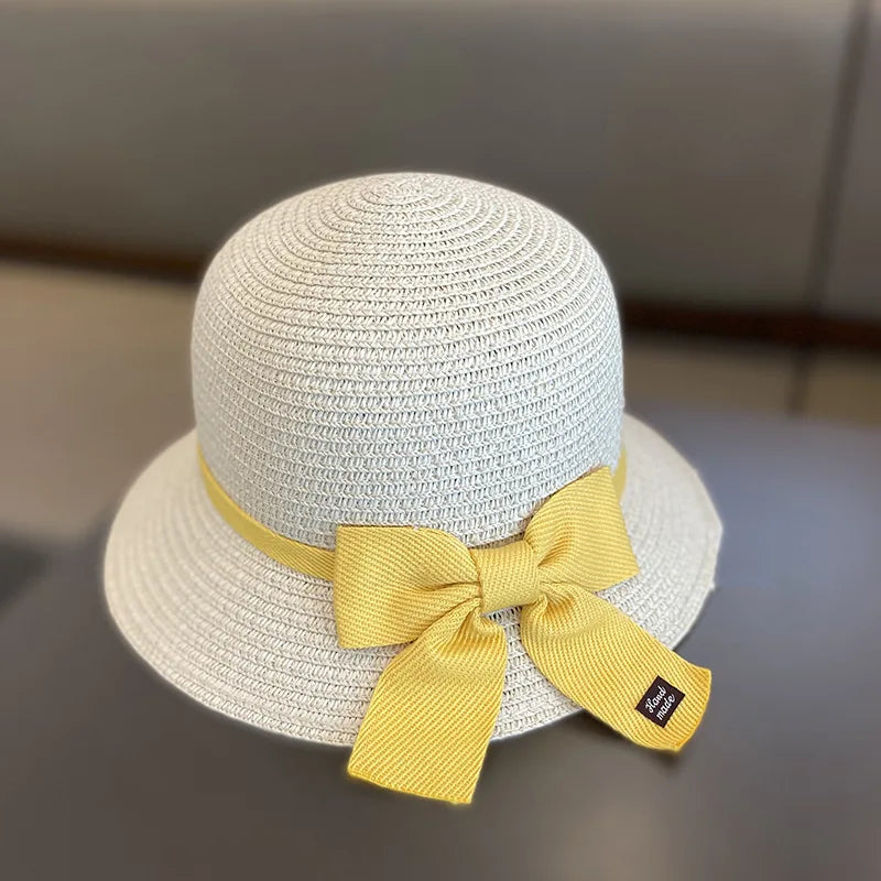 2-8 Years Kids Sun Hat Girls Summer New Straw Bag Cap Set Baby Travel Sun Prot