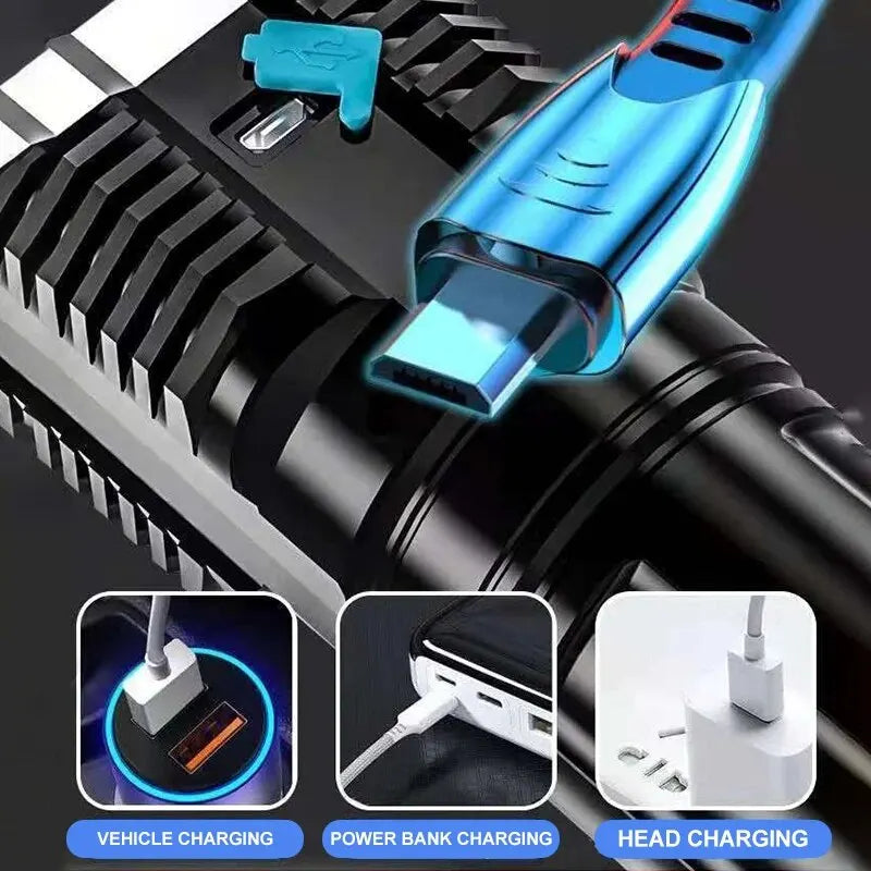 High Power Led Camping Torch Rechargeable Flashlights Portable Light