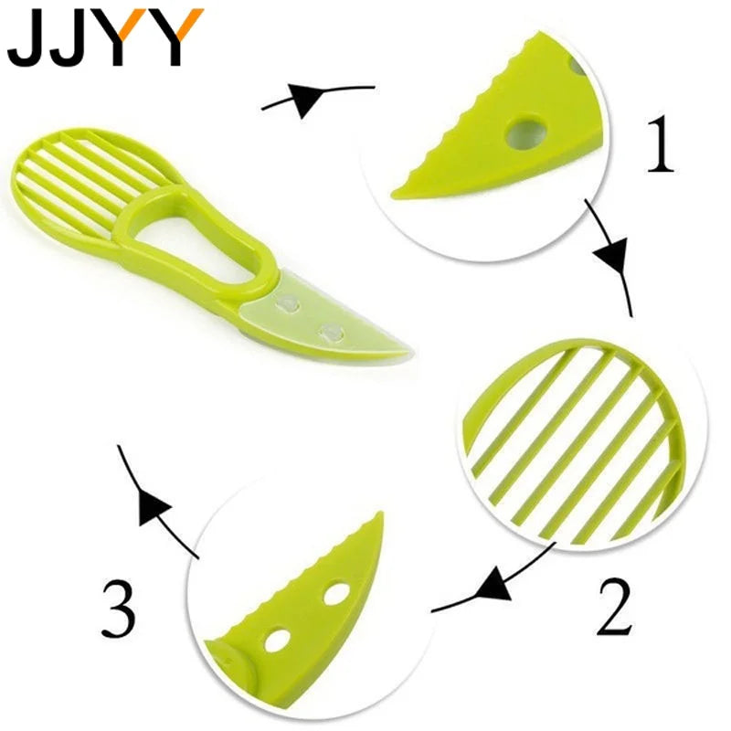 JJYY 3 In 1 Avocado Slicer Shea Corer Butter Fruit Peeler Cutter Pulp Separator Plastic