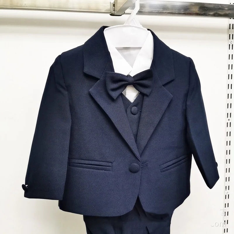 Baby Boy Formal Clothes Set Jacket+Shirt+Vest+Bowtie+Pant 5PCS Infant Toddler Child Clothes Suit Blazer Jacket Clothes 0-2Y