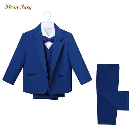 Baby Boy Formal Clothes Set Jacket+Shirt+Vest+Bowtie+Pant 5PCS Infant Toddler Child Clothes Suit Blazer Jacket Clothes 0-2Y