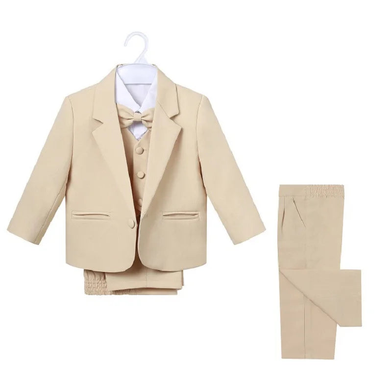 Baby Boy Formal Clothes Set Jacket+Shirt+Vest+Bowtie+Pant 5PCS Infant Toddler Child Clothes Suit Blazer Jacket Clothes 0-2Y