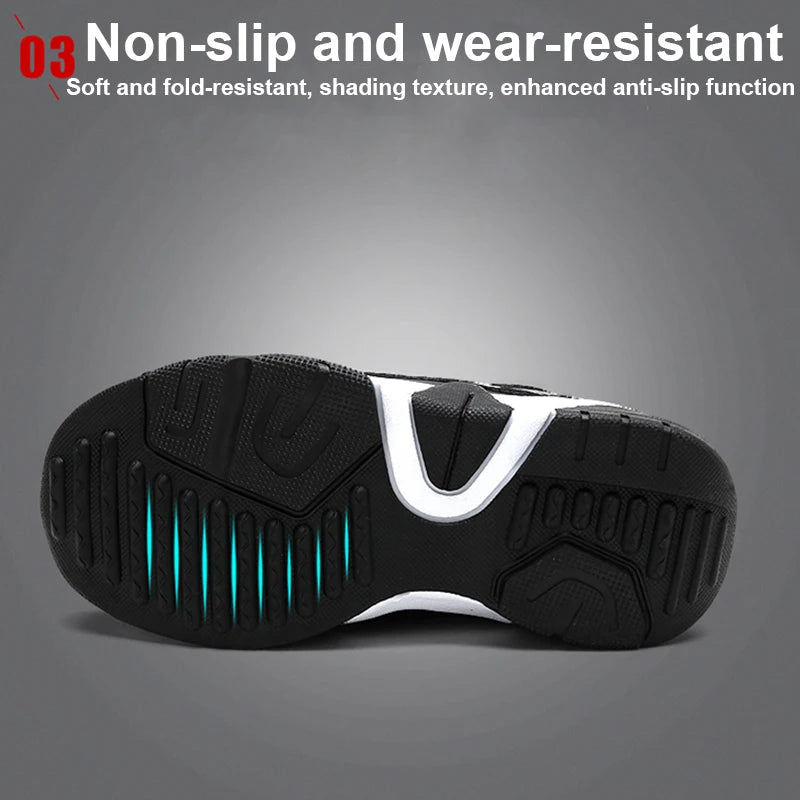 Kids Fashion Sneakers Boys Tennis Shoes Comfortable Leather Running Shoes Lightweight