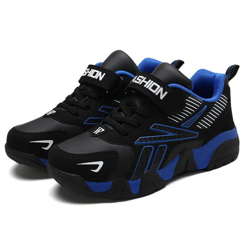 Kids Fashion Sneakers Boys Tennis Shoes Comfortable Leather Running Shoes Lightweight