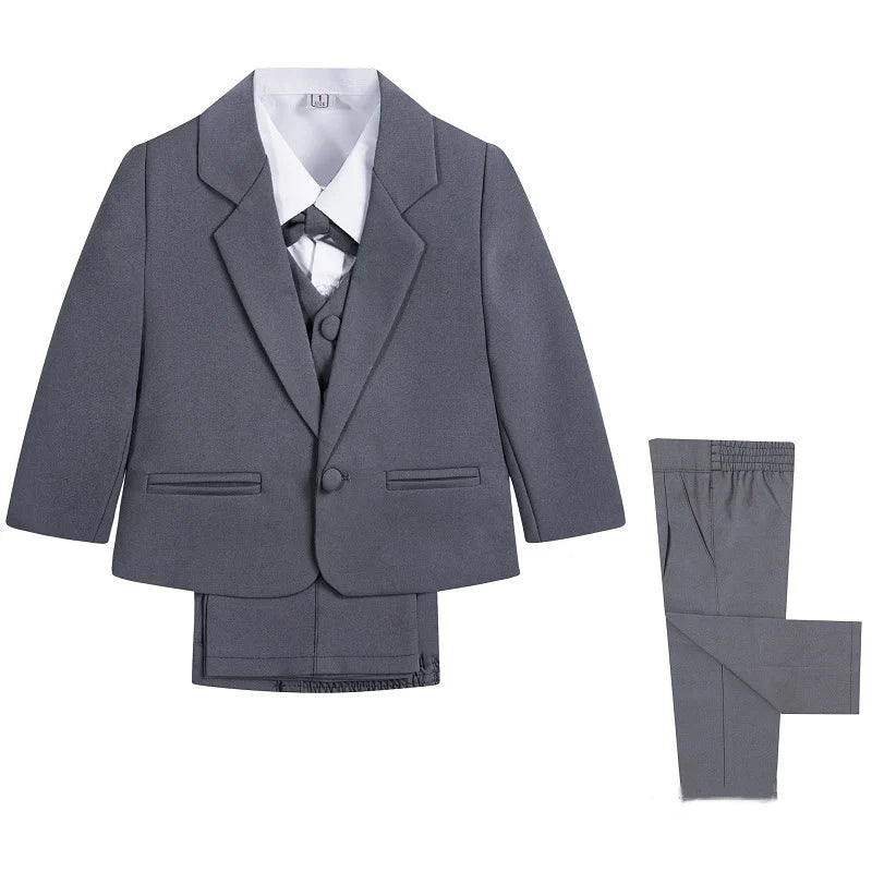 Baby Boy Formal Clothes Set Jacket+Shirt+Vest+Bowtie+Pant 5PCS Infant Toddler Child Clothes Suit Blazer Jacket Clothes 0-2Y