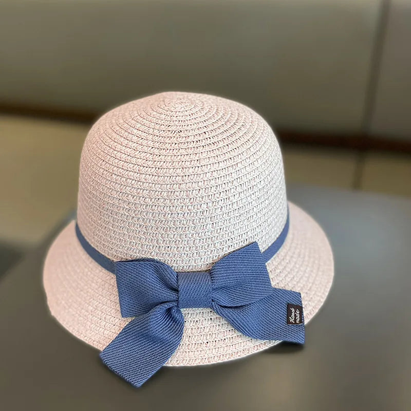 2-8 Years Kids Sun Hat Girls Summer New Straw Bag Cap Set Baby Travel Sun Prot