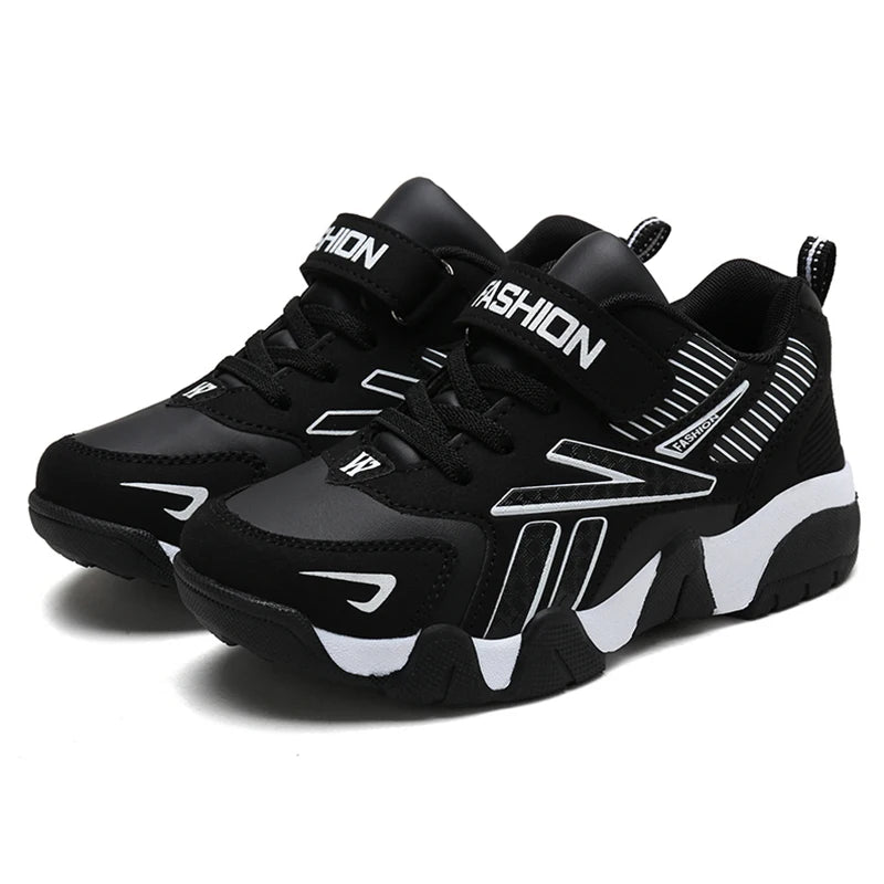Kids Fashion Sneakers Boys Tennis Shoes Comfortable Leather Running Shoes Lightweight