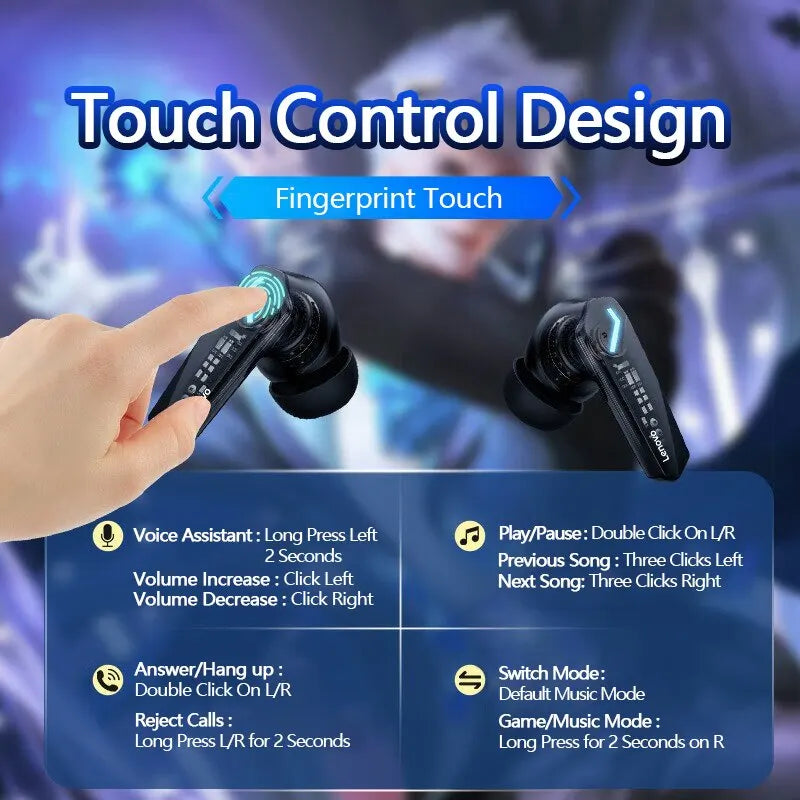 Choice Lenovo GM2 Pro Bluetooth 5.3 Earphones Sports Headset Wireless In-Ear Gaming Low Latency