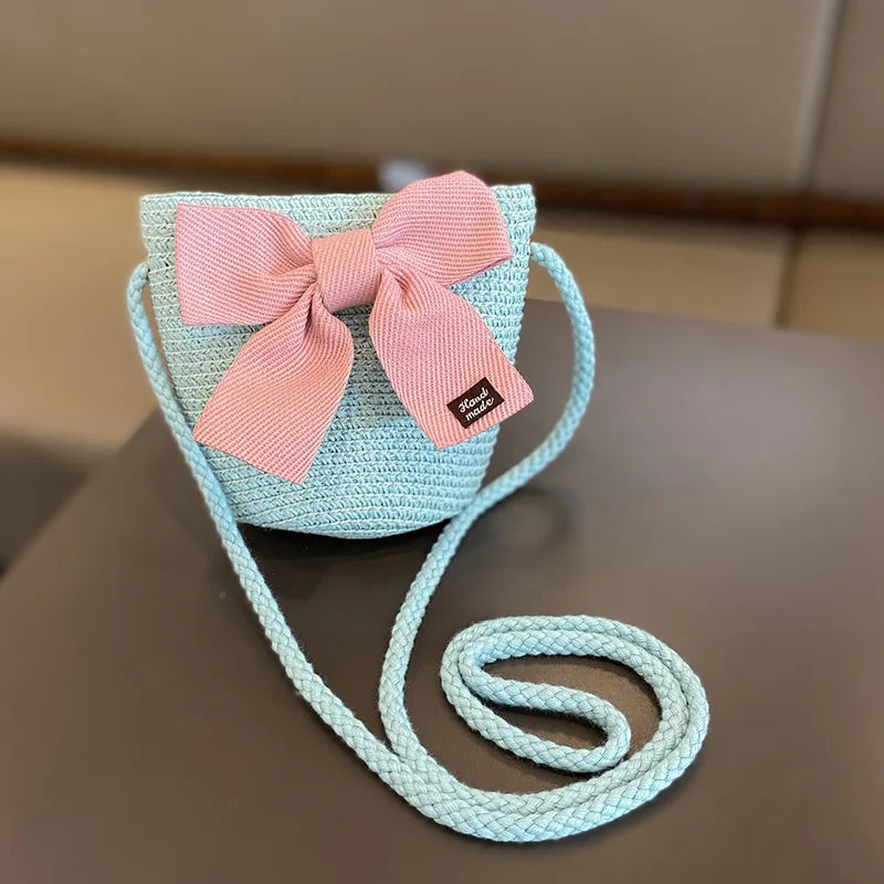 2-8 Years Kids Sun Hat Girls Summer New Straw Bag Cap Set Baby Travel Sun Prot