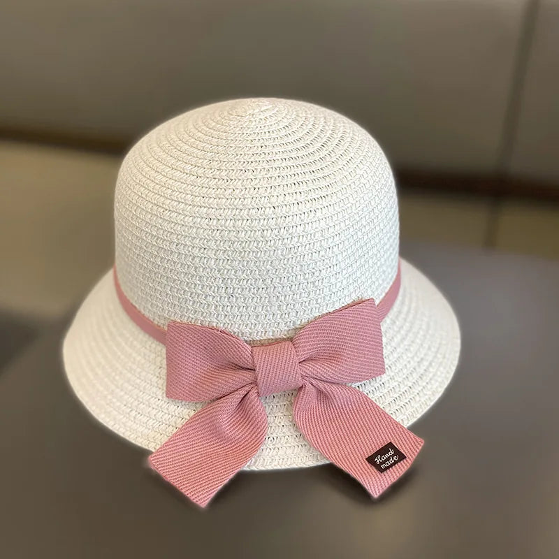 2-8 Years Kids Sun Hat Girls Summer New Straw Bag Cap Set Baby Travel Sun Prot