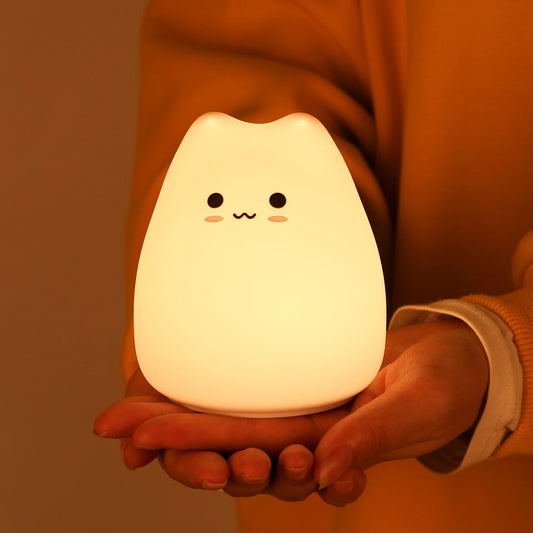Mini Popular Cat Baby Night Lamp 7-color Pat Touch Color-changing Eye Protection Bedroom Bedside Night Light