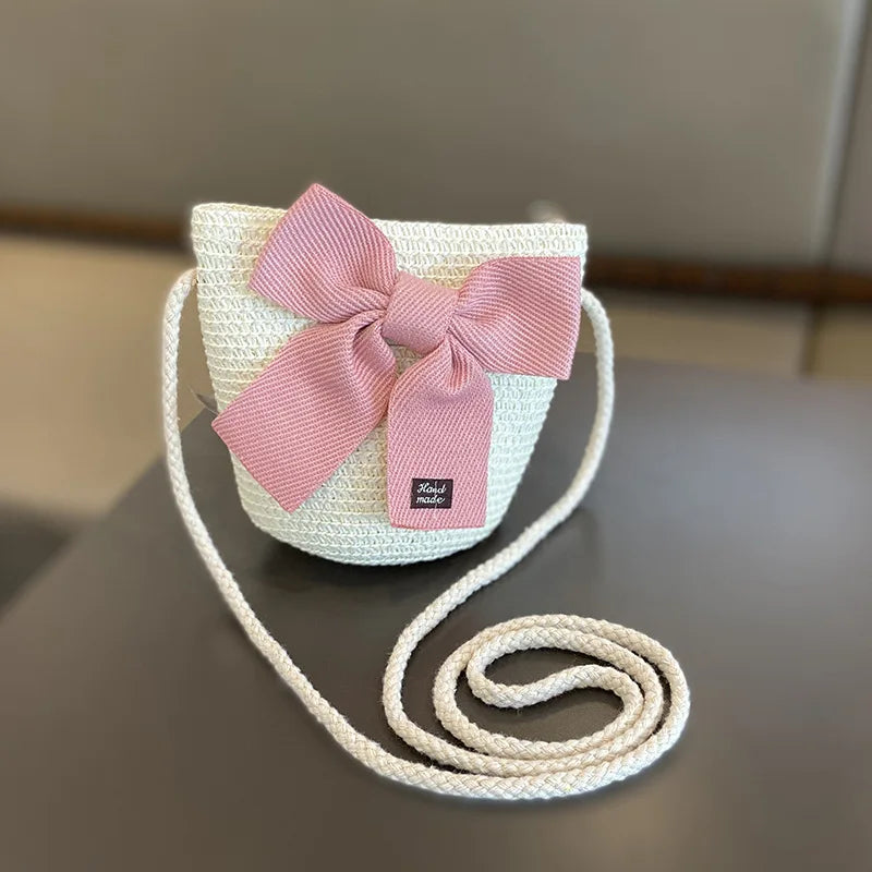 2-8 Years Kids Sun Hat Girls Summer New Straw Bag Cap Set Baby Travel Sun Prot