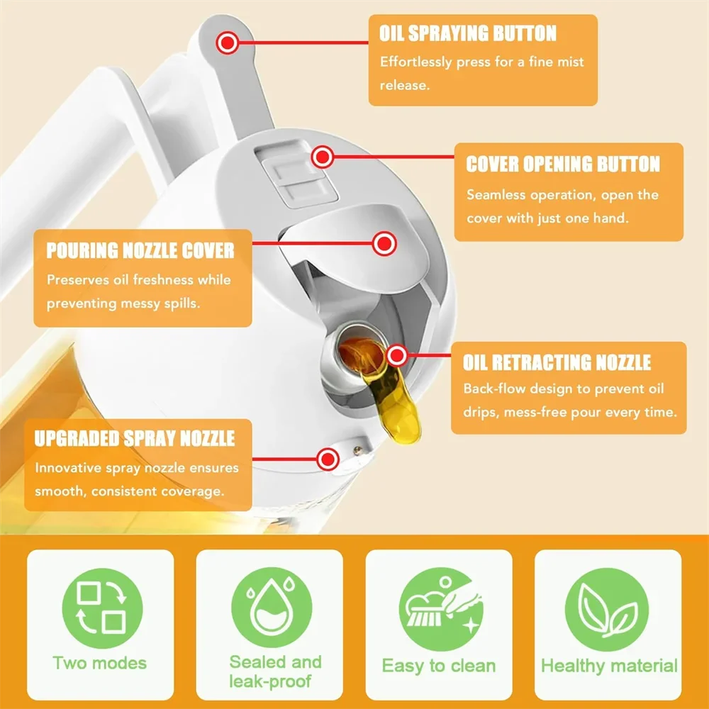 Oil Dispenser Bottle,2 in 1 Oil Dispenser and Oil Sprayer,16.5oz/470ML Glass Spray Bottle ,
