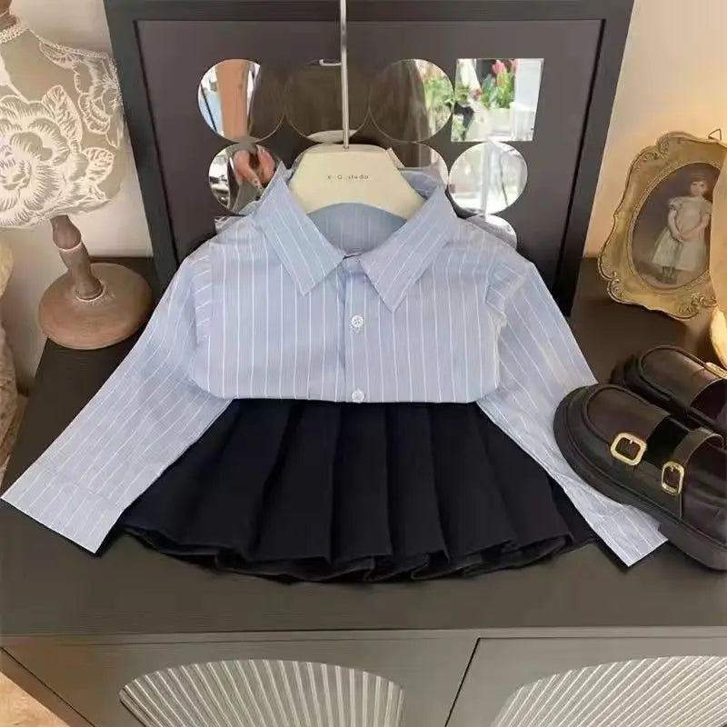 Fashion Baby Girl Clothes Set Shirt Vest Pleated Skirt Infant Spring Autumn Winter Baby Clothes 1-10Y