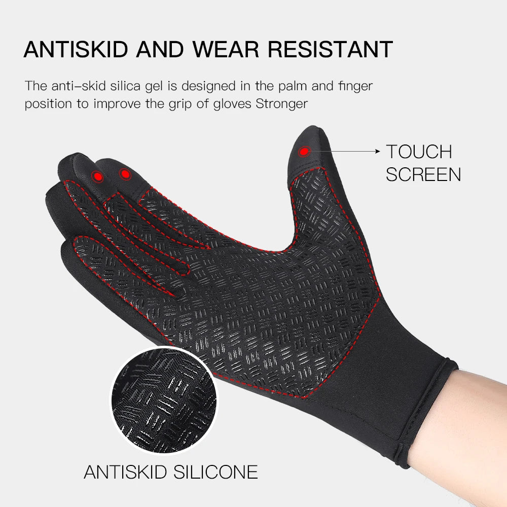 WinterThermal Cycling Gloves Bicycle Warm Touchscreen Full Finger Glove Waterproof Outdoor Bike Skiing Fishing Motorcycle Riding