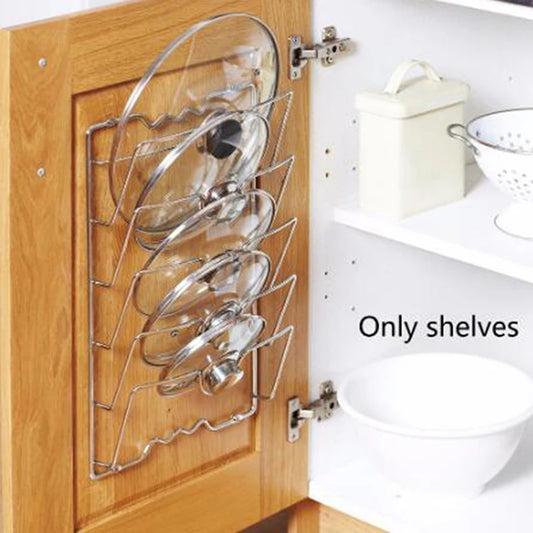 Stainless Steel Pot Lid Shelf Kitchen Organizer Pan Cover