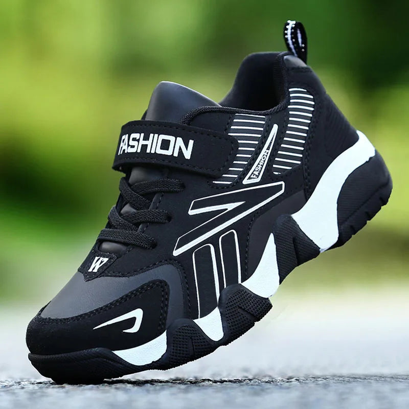Kids Fashion Sneakers Boys Tennis Shoes Comfortable Leather Running Shoes Lightweight