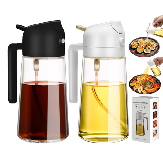 Oil Dispenser Bottle,2 in 1 Oil Dispenser and Oil Sprayer,16.5oz/470ML Glass Spray Bottle ,