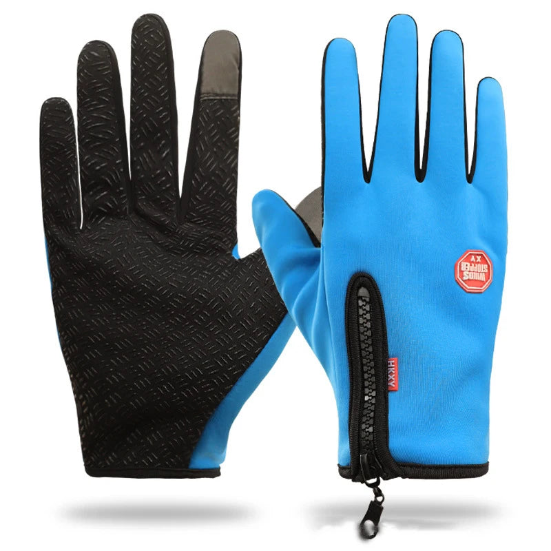 WinterThermal Cycling Gloves Bicycle Warm Touchscreen Full Finger Glove Waterproof Outdoor Bike Skiing Fishing Motorcycle Riding