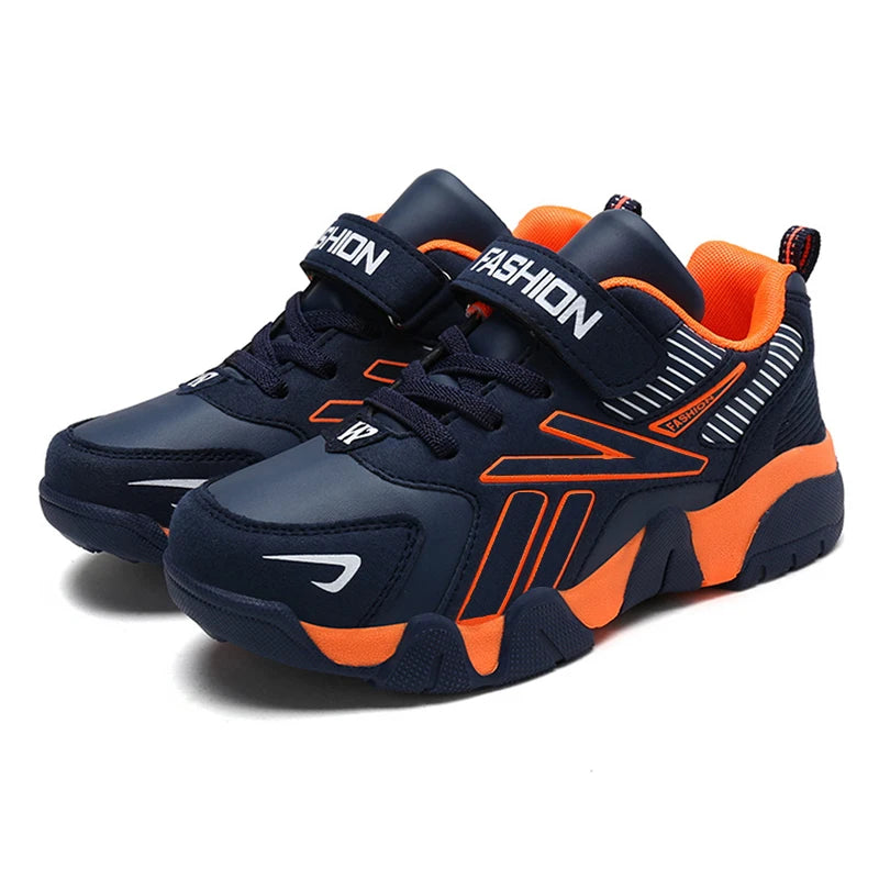 Kids Fashion Sneakers Boys Tennis Shoes Comfortable Leather Running Shoes Lightweight