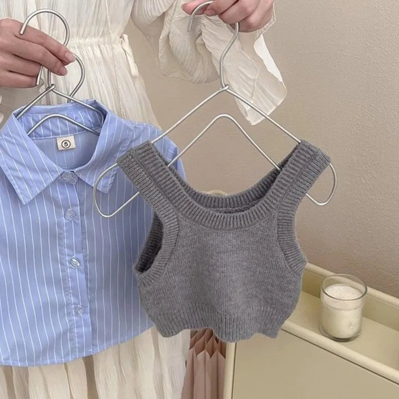 Fashion Baby Girl Clothes Set Shirt Vest Pleated Skirt Infant Spring Autumn Winter Baby Clothes 1-10Y